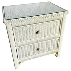 Coastal White Henry Link Wicker Nightstand by Lexington