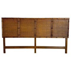 Mid Century Boho Wicker King Size Headboard by American of Martinsville