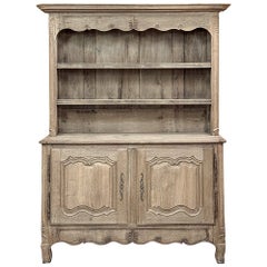 Buffet Vaisselier de campagne français du XVIIIe siècle en Oak Oak décapé