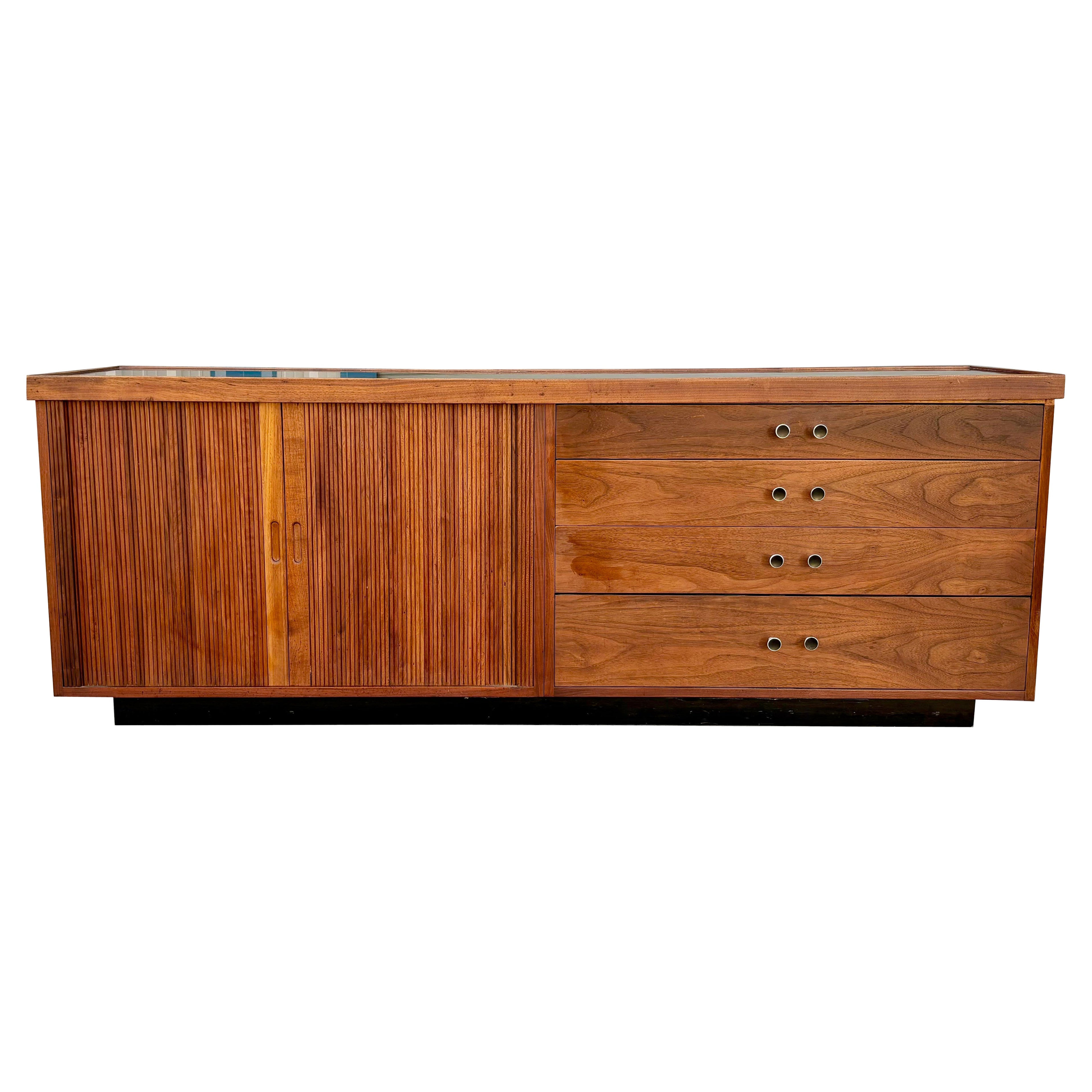 1950s Mid Century Tambour Door Credenza by Glenn of California For Sale