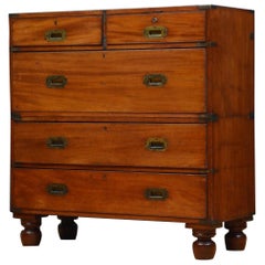19th Century Solid Mahogany Campaign Chest of Drawers