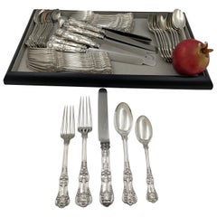 Tiffany & Co. Service de couverts de 60 pièces en argent sterling à motif King anglais