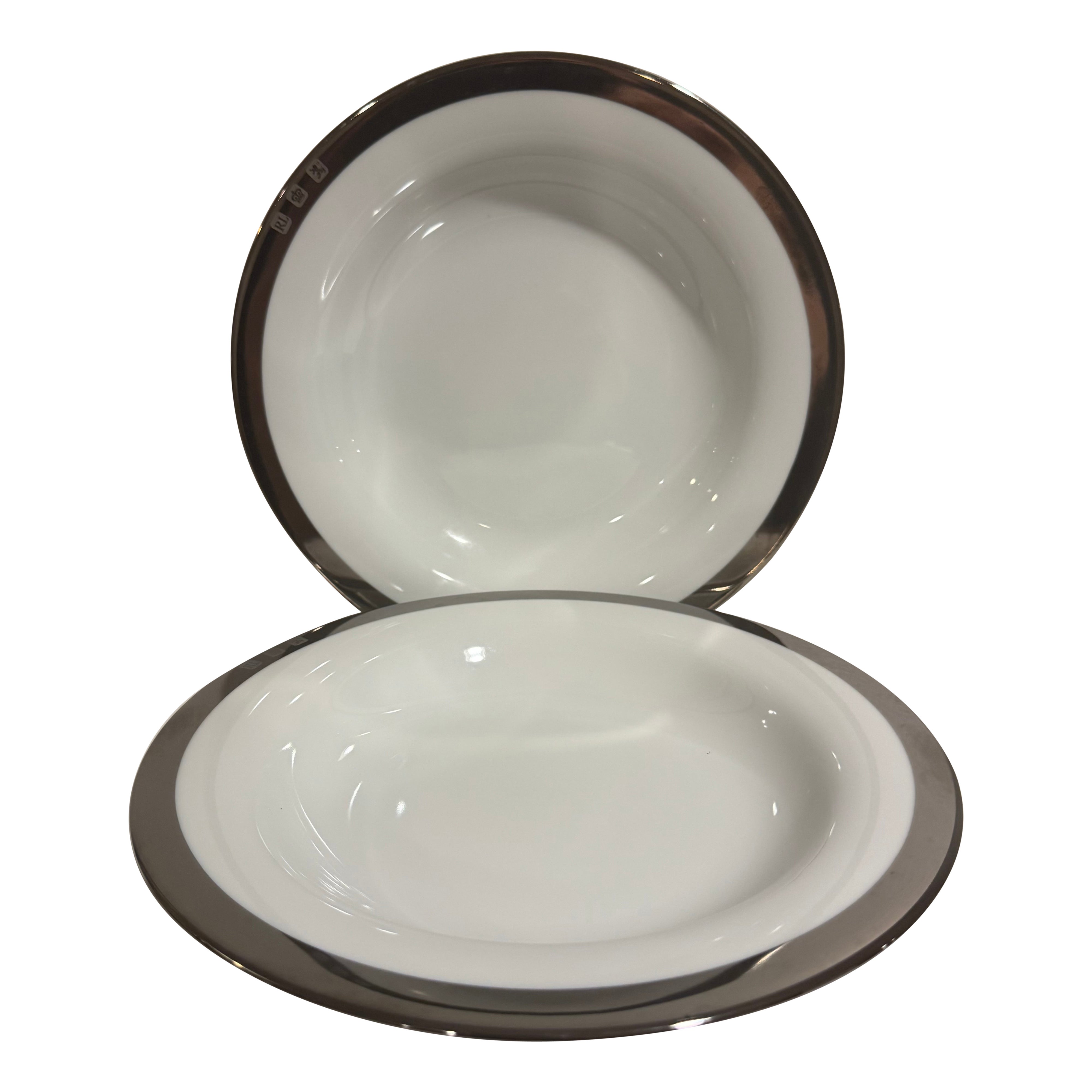 Tazones para sopa Ralph Lauren Academy con borde de platino ~ Lote de 8