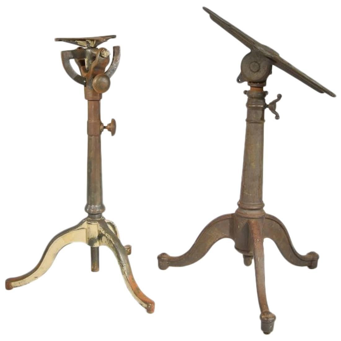 Pair of Cast Iron Articulating Drafting Table Bases For Sale