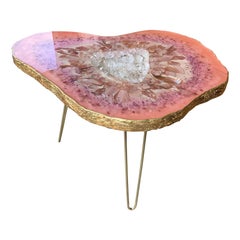 Rosa Perlmutt Geode Tisch
