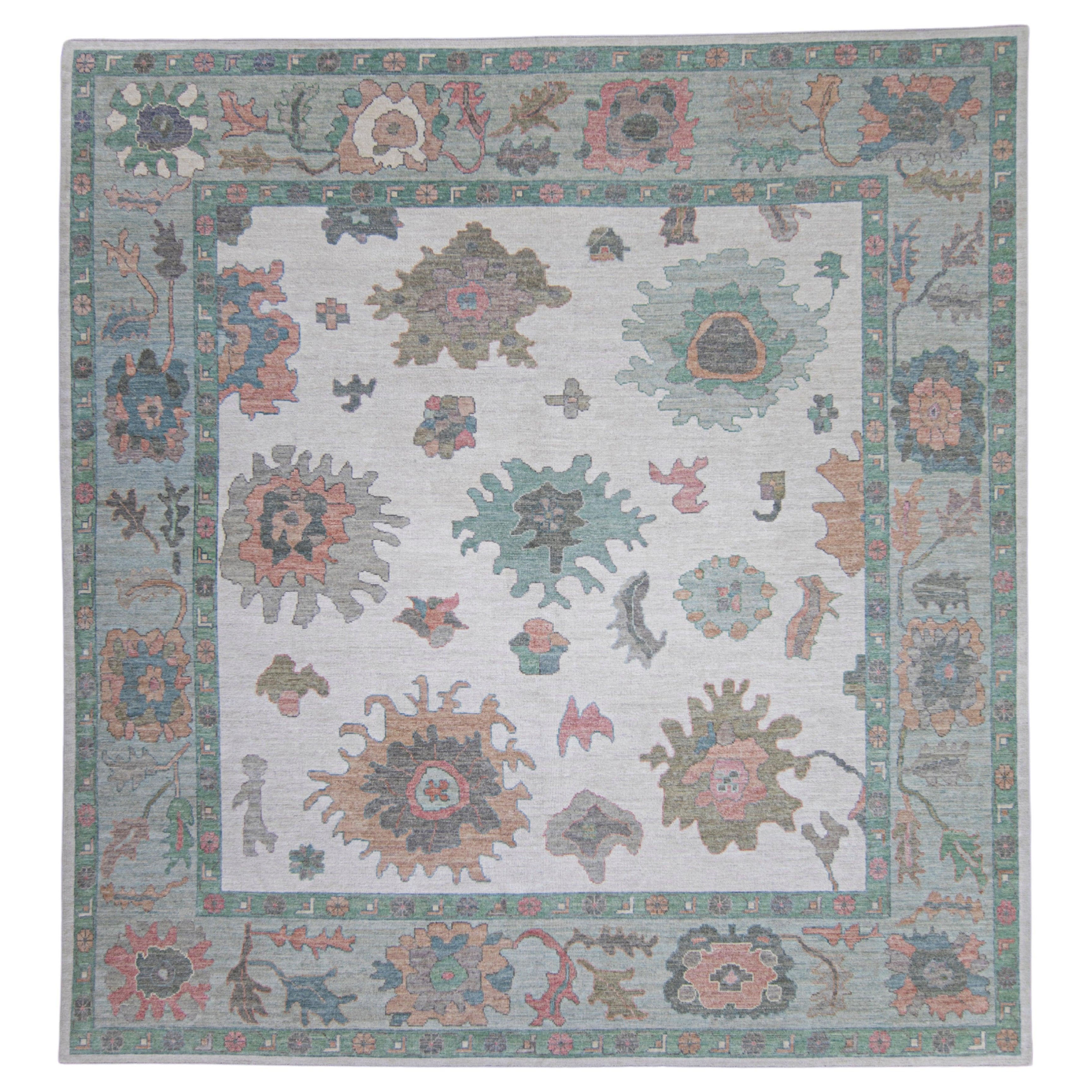 Quadratischer türkischer Oushak-Teppich 11'10" x 12'7" #17300
