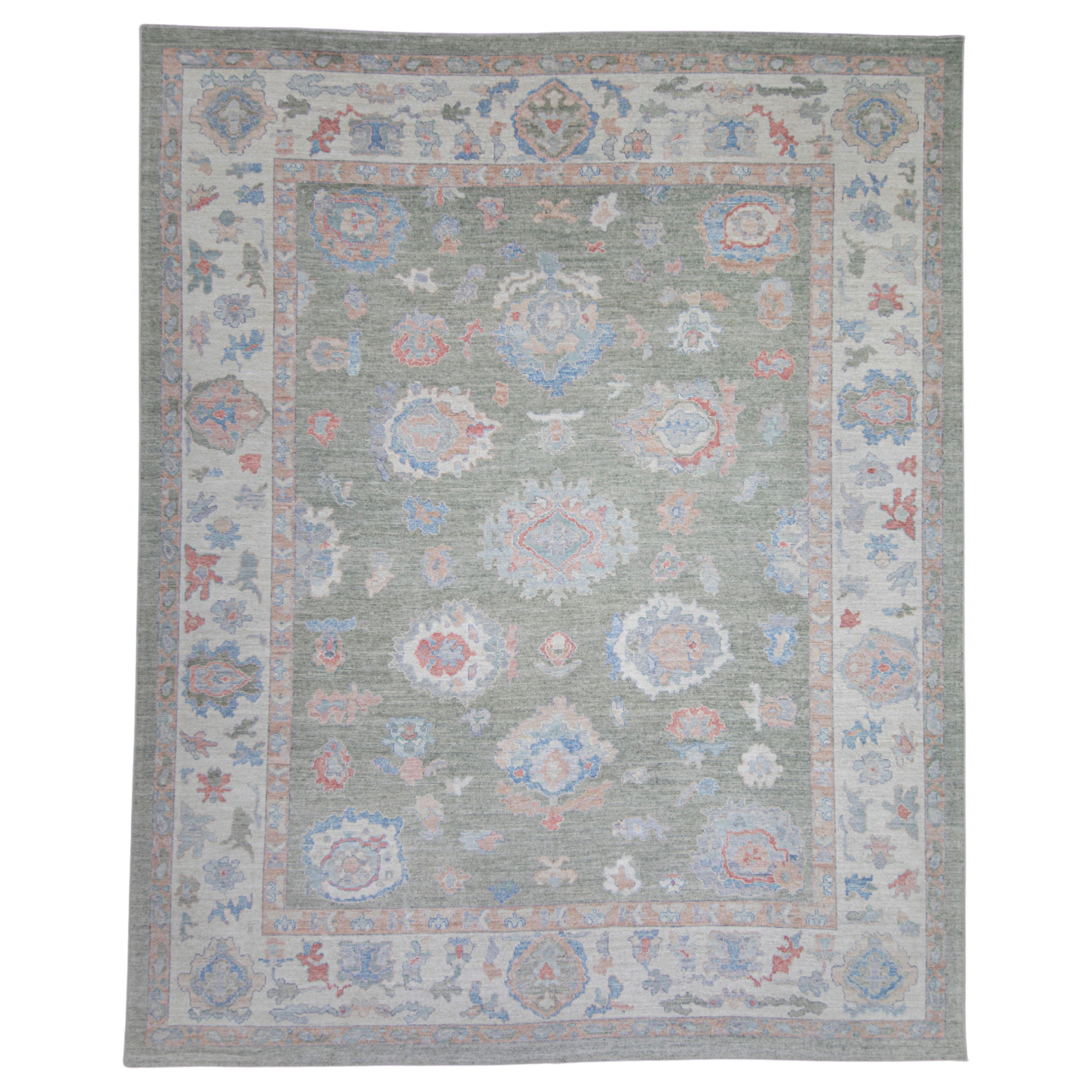 Turkish Oushak Rug 12'1" x 15' #17824 For Sale