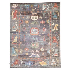 Alfombra turca antigua de lana Oushak 12'4" x 16' #17100