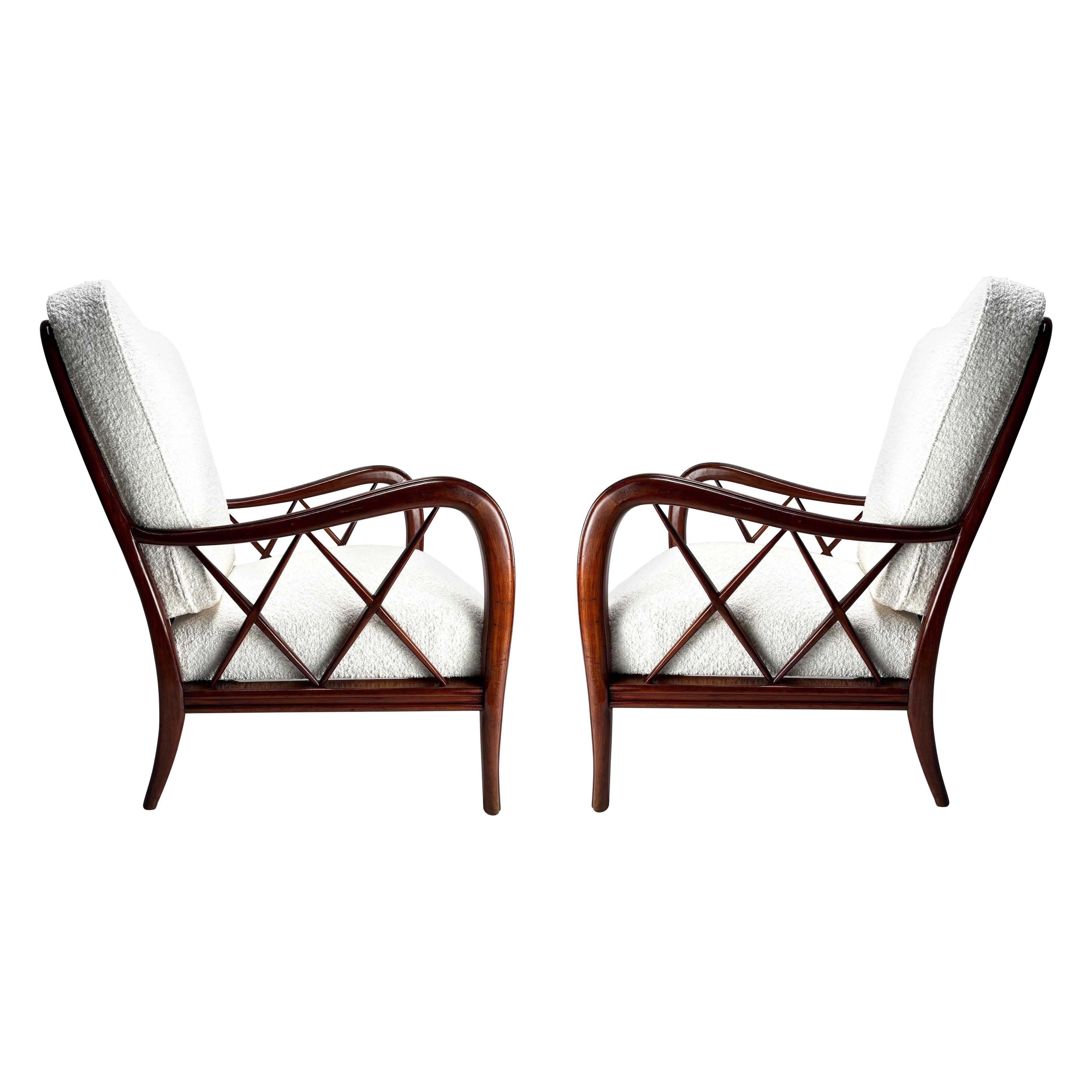 Pair of Mid-Century armchairs in the style of Paolo Buffa, Italy 1950s