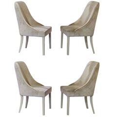 Set of Four White velvet Dom Edizioni Grace Dining Chairs from Italy