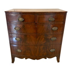Antique Regency Quality Figured Mahogany Bow Fronted Chest of 5 Drawers