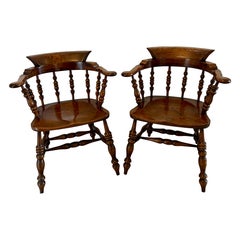 Fantastic Quality Large Pair Of Antique Victorian Smokers Bow Armchairs
