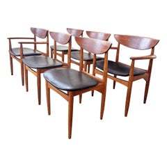 MCM Warren Church for Lane Perception Walnut Cat's Eye Dining Chairs, Set 6