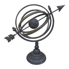 Vintage French Country Iron Garden Armillary Sundial