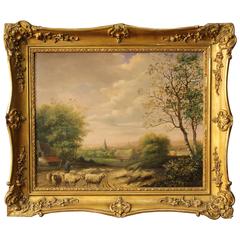 19th Century Oil on Panel Landscape Painting