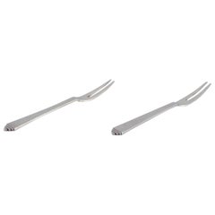 Antique Georg Jensen Pyramid. Two cold meat forks in sterling silver.