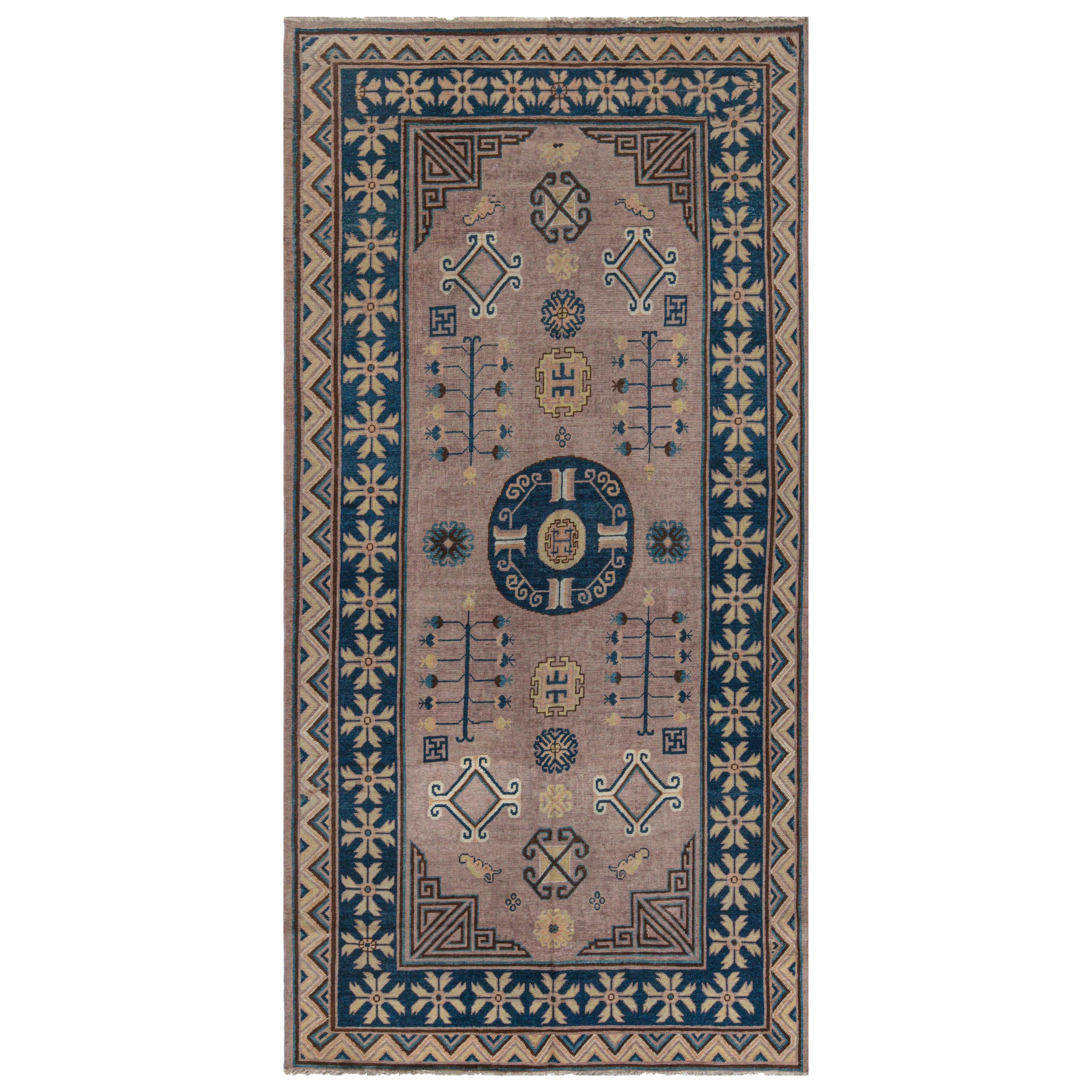 Doris Leslie Blau Alfombra de lana hecha a mano Vintage Samarkanda Khotan