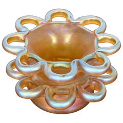 Louis Comfort Tiffany Favrile Iridescent Art Glass Flower Frog