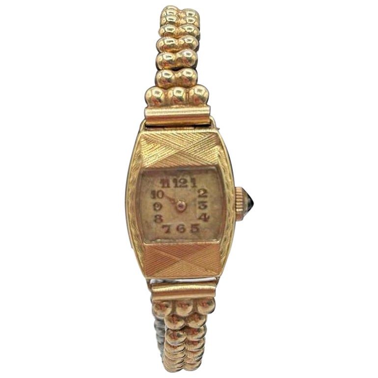 Swiss Made Rolled Gold Plate Art Deco Women's Watch by Gruen w/ Wristband