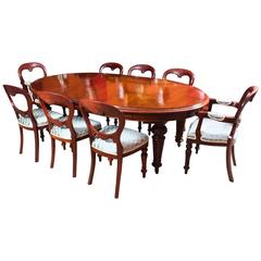 Antique Victorian Oval Dining Table and Eight Chairs, circa 1860