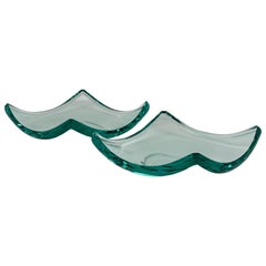 Pair of Glass Catchall Trays / Ashtrays by Pietro Chiesa , 1950s