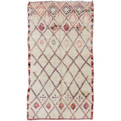 Marokkanischer Beni Ouarain-Teppich mit gemustertem Diamantmuster, Vintage