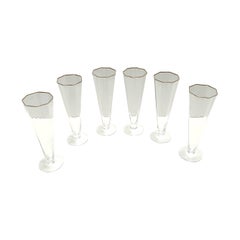 Set of Six Octagonal Hand Blown Murano Glass Flutes by Carlo Moretti, Italy