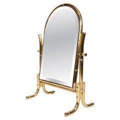 Mid Century Italian Brass Faux Bamboo Vanity Table Mirror C.1970