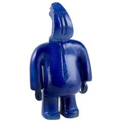 Bernard Lombot, ceramista francés. Escultura única de cerámica, hombre azul de pie.