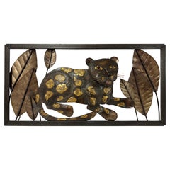 Moderne brutalistische Tiger-Wandskulptur aus der Mitte des Jahrhunderts