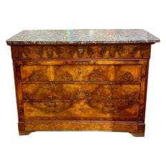 19th Century French Louis Philippe Walnut Commode with Marble Top