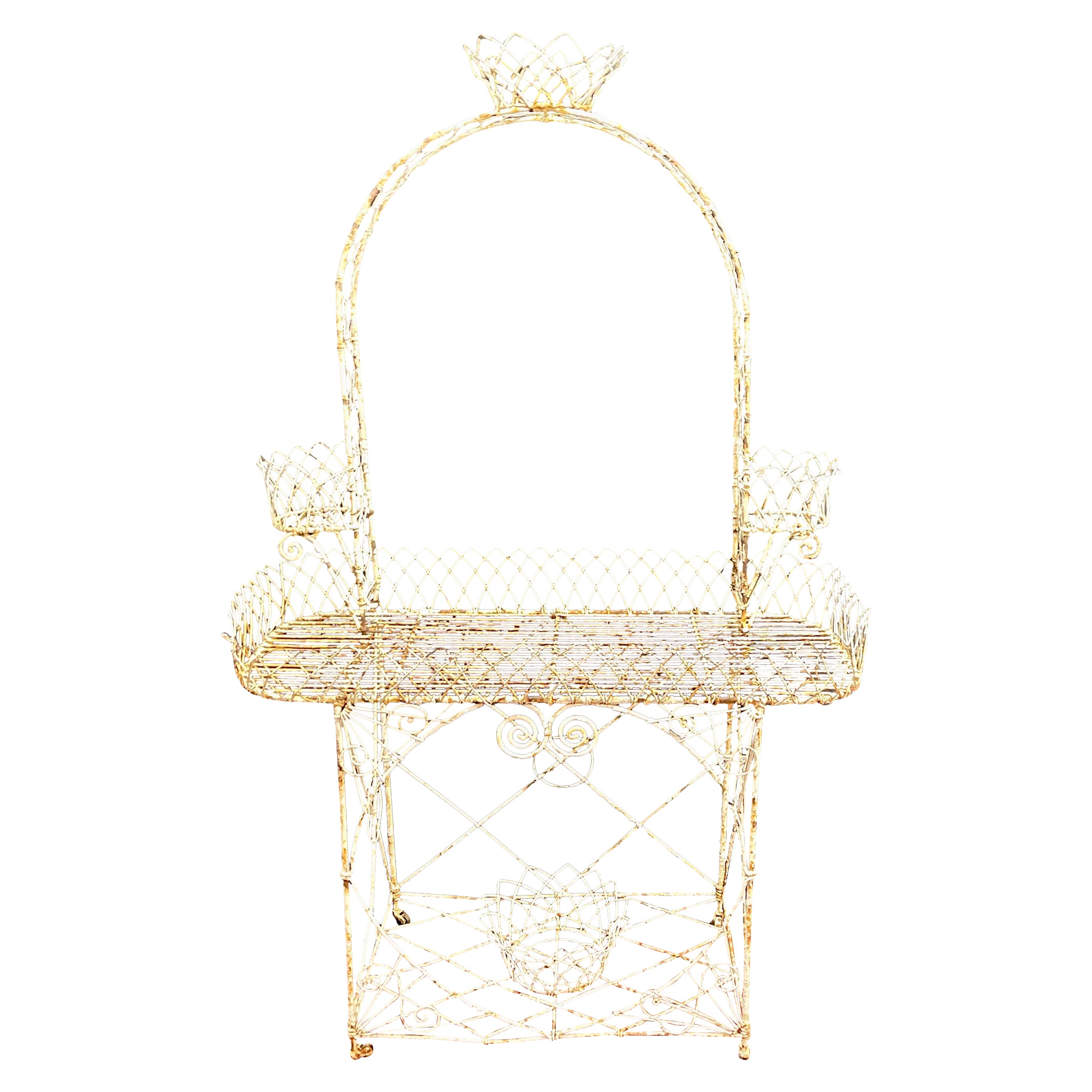 Early 20th Century French Painted Iron Garden Room Plant Stand