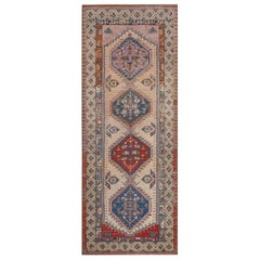 Antique Handwoven Multi-colored Wool Persian Serab Runner
