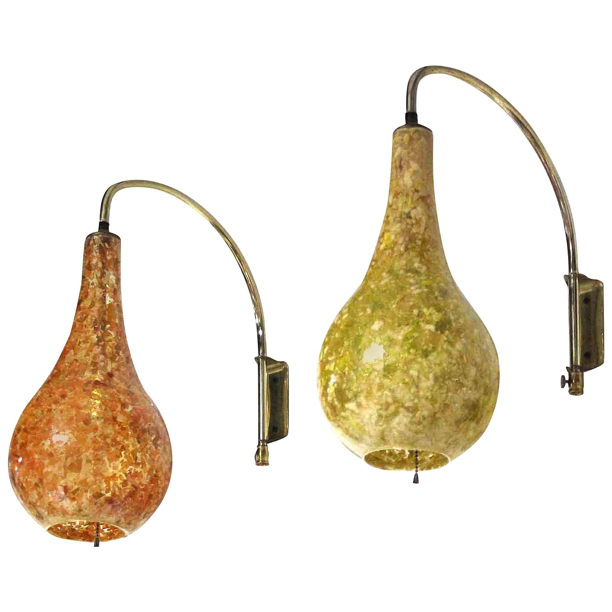 Pair of Mid-Century Modern Pear Shaped Sconces For Sale