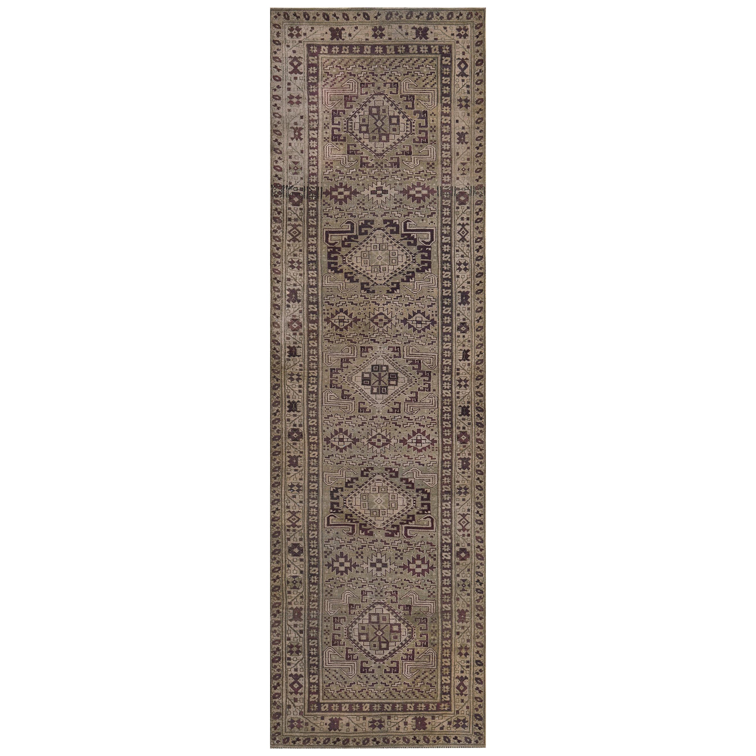 Antique Circa-1900 Handwoven Stylized Floral Indian Agra Runner