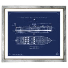 Blue Blueprint Boat Prints