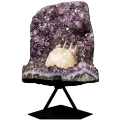 Amethyst Cluster with Rare Intact “Excalibur” Long Scalenohedral Calcites