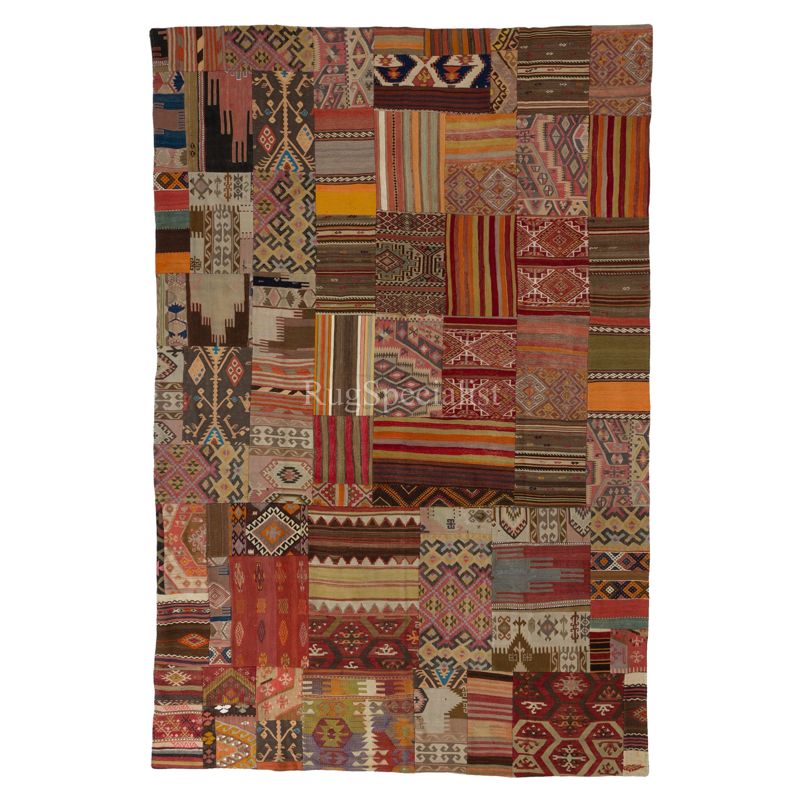 Tapis patchwork fait main en Rug & Kilim turcs d'époque. Options sur-mesure disponibles