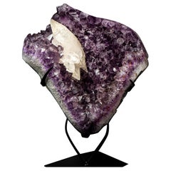 Large Amethyst Cluster with Large Scalonehedral Crystal Calcite