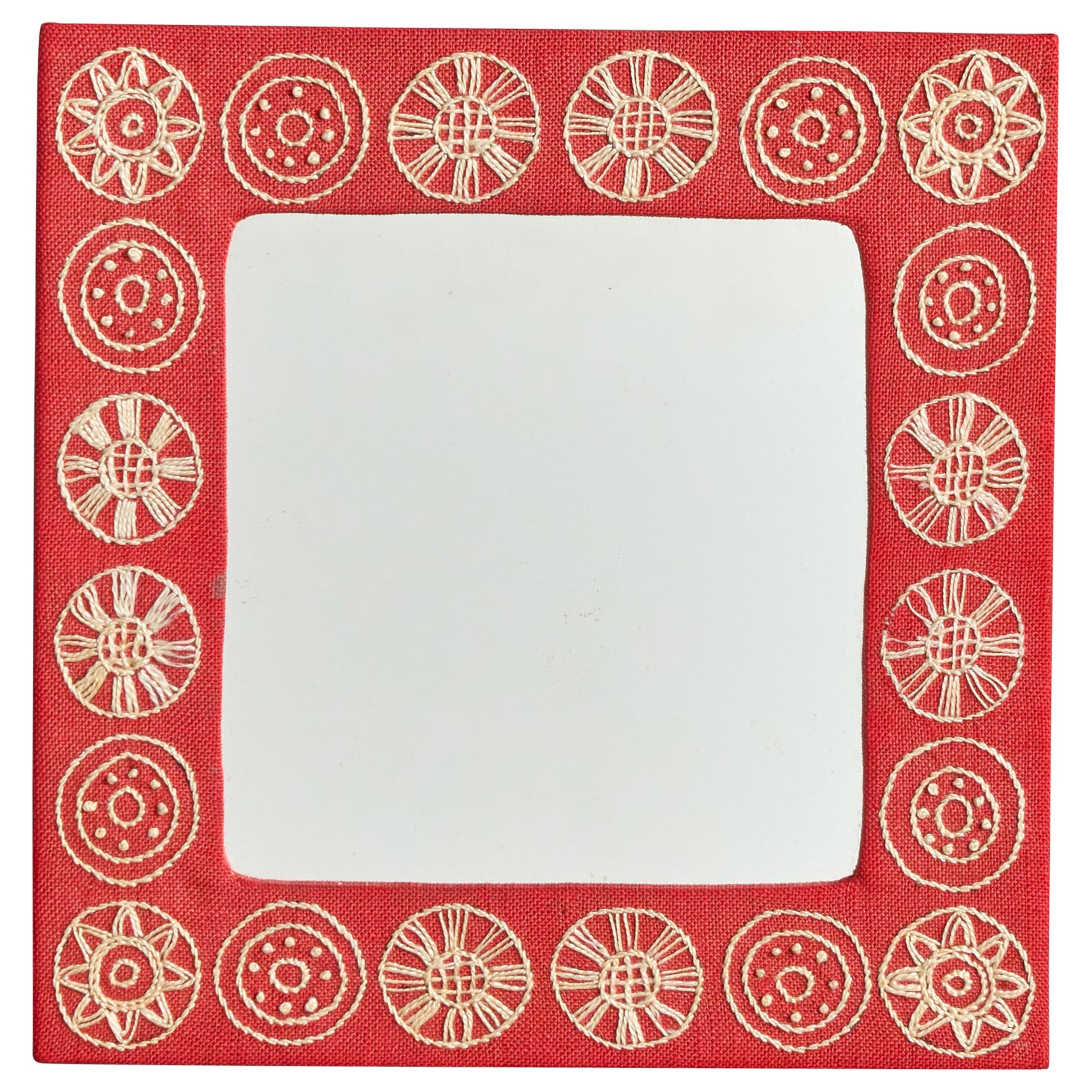 Schwedischer Designer, Wandspiegel, Stoff, Schweden, 1970er Jahre im Angebot