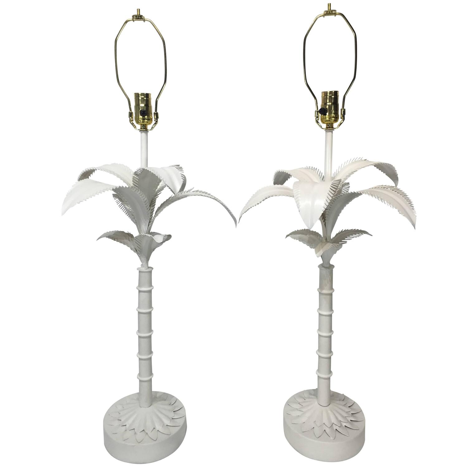 Pair of Large Palm Tree Table Lamps For Sale at 1stdibs