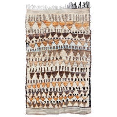 Retro Moroccan Azilal Rug in Natural Creams, Browns and Muted Orange