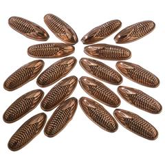 English Copper Set of Eight Miniature Corn Cooking Kitchen Moulds 19th Century