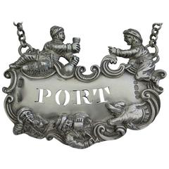 George IV Cast Silver "Five Topers" Wine Label 'PORT'