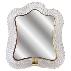 Barovier & Toso Table Mirror in Torchon Murano Glass, Italy, 1940s