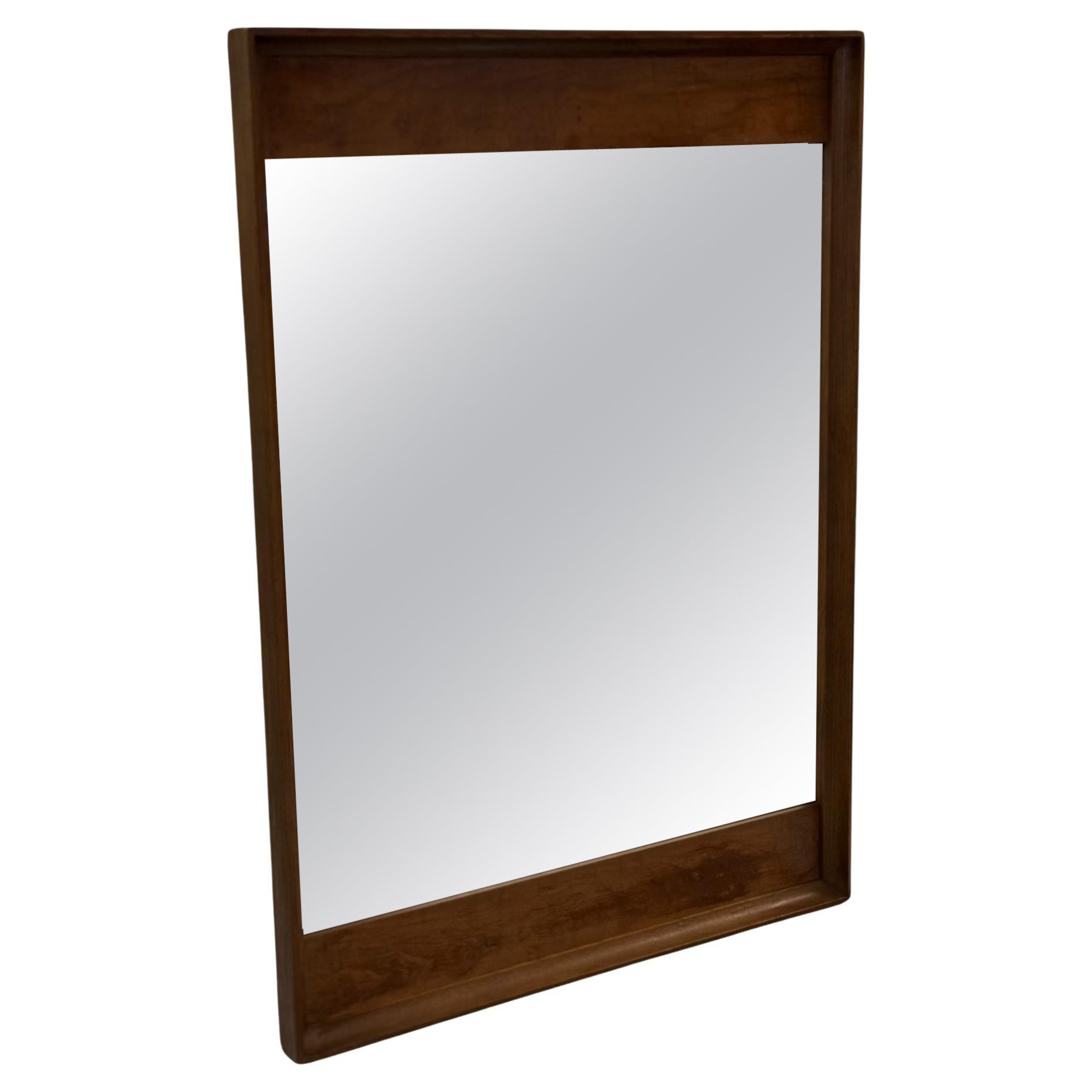 Vintage Mid Century Modern Walnut Wood Mirror by Stanley Furniture
