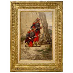 Antique French "Edouard Detaille" (1848-1912) Oil on Canvas Infantry Painting