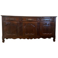 19th C. Antique Carved French Walnut Sideboard/Enfilade