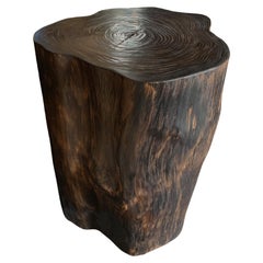 Tavolino tronco d'albero in legno massiccio di teak finitura naturale moderno organico