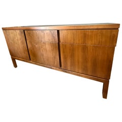 1960s Mid-Century Modern Executive Walnut Credenza With File Drawers